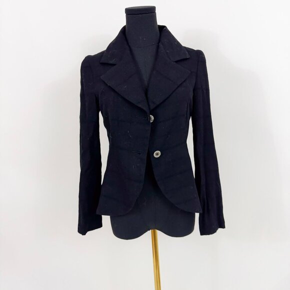 TRELISE COOPER FULL WOOL BLACK BLAZER WITH RUFFLE AND BUTTON TOP - Picture 10 of 10